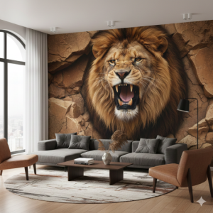 Living Room 3D Lion Wallpaper Mural