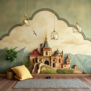Photorealistic Trompe l'oeil Wallpaper Mural.