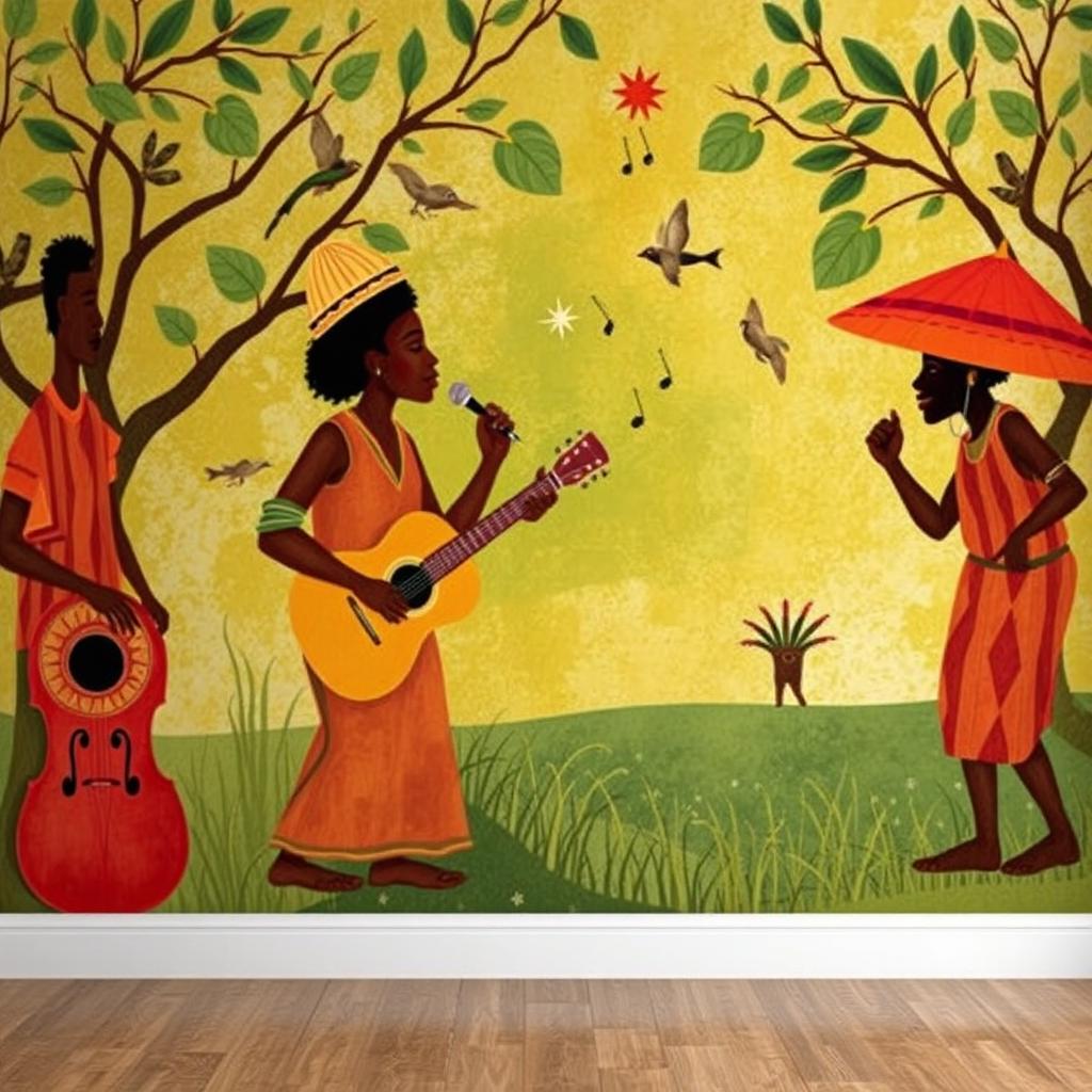 Vibrant African music wallpaper mural design. Vibrant African music wallpaper mural design.