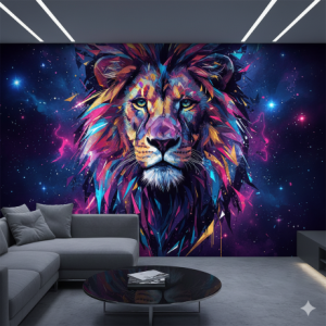 Abstract Future Dusk Pop Art Lion Wallpaper Mural