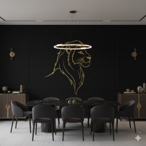 Black & Gold Minimalist Lion Mural
