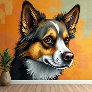 Full wall dog wallpaper mural 