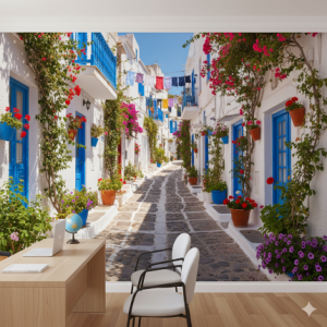 European Cobblestone Alley Wallpaper Mural