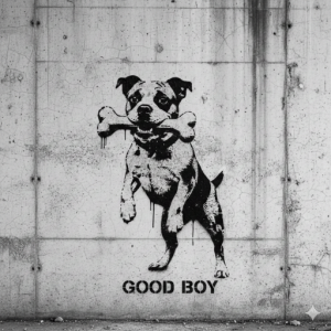 Grayscale Street Art Custom Dog Mural
