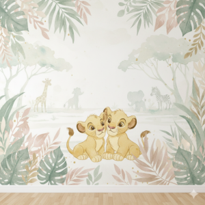 Soft Nursery Style Lion King Wallpaper Mural