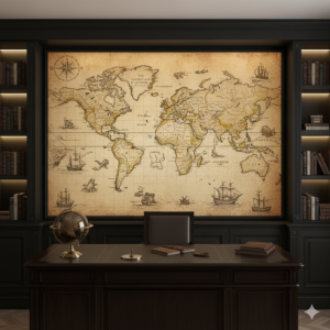 The Vintage Golden Age Map Travel Agency Wallpaper Mural