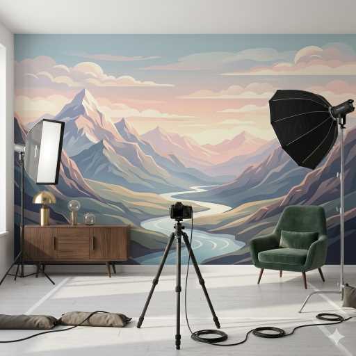 3d Matte finish panoramic landscape camera studio wallpaper mural 3d Matte finish panoramic landscape camera studio wallpaper mural