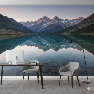 Alpine Lake Reflections Office Wallpaper