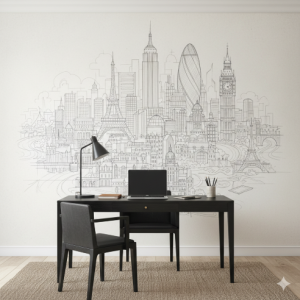 Cityscape Charcoal Architectural Sketch