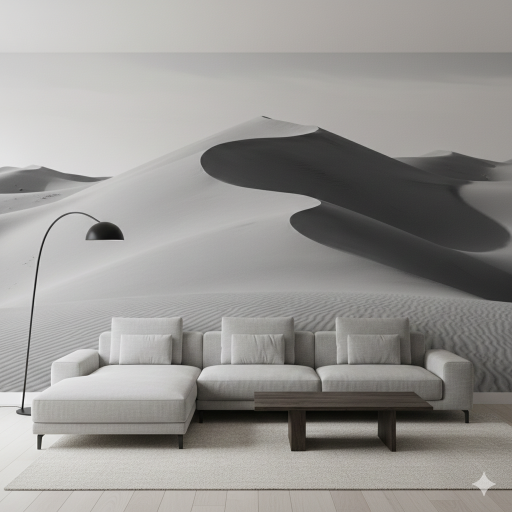 Desert Dunes in Monochrome Matte Finish Wallpaper Mural Desert Dunes in Monochrome Matte Finish Wallpaper Mural