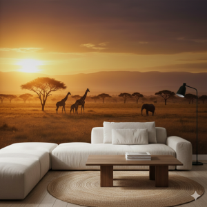 Golden Hour Savannah Matte Wallpaper Mural