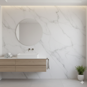 Honed White Marble Bathroom Wallpaper Mural