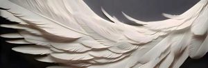 Large off-white feathers wing wallpaper mural. 