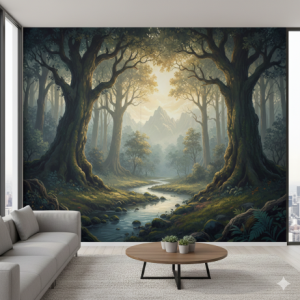 Matte Non Woven Wallpaper Mural for a Sun drenched Living Room.