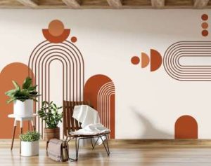Mid century modern abstract wall mural.