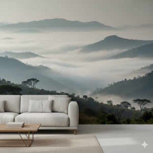 The Misty Aberdare Range Matte Finish Wallpaper Mural