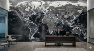 Topographic Digital Earth Reception Office Wallpaper Mural