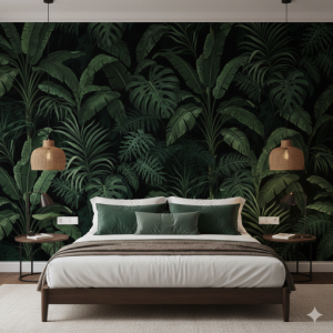 Tropical Dark Mode Jungle Bedroom Mural