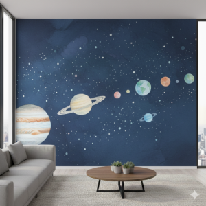 Watercolor Solar System Mural