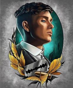 Cool barber wallpaper in a detailed illustrative style inspired by tatoo art.