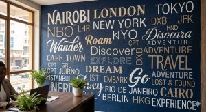 The Typographic Tour Travel and Travel Wallpaper Design Mural.